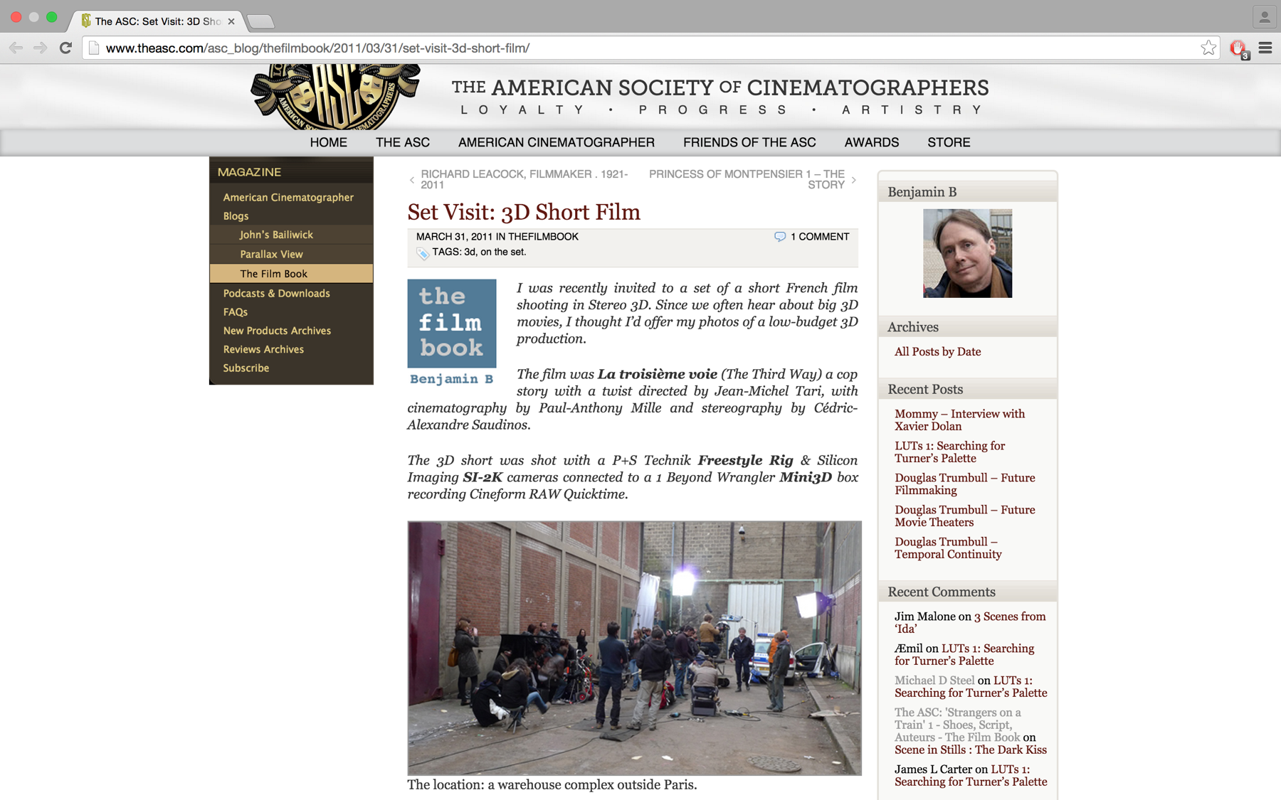 Article American Cinematographer sur La 3ème voie